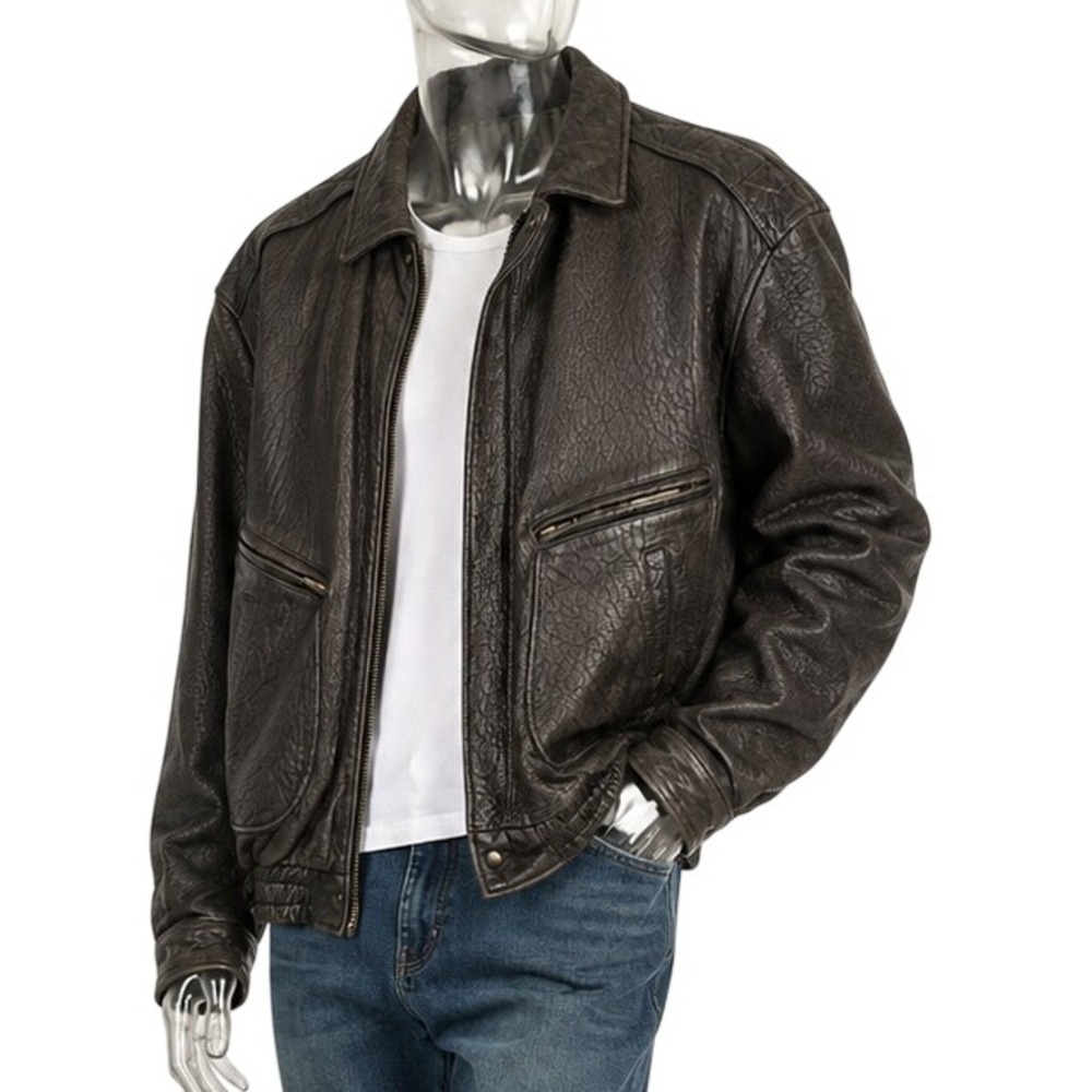J. Walden Pebbled Leather Bomber Jacket Aviator Flight VTG SKUCH127